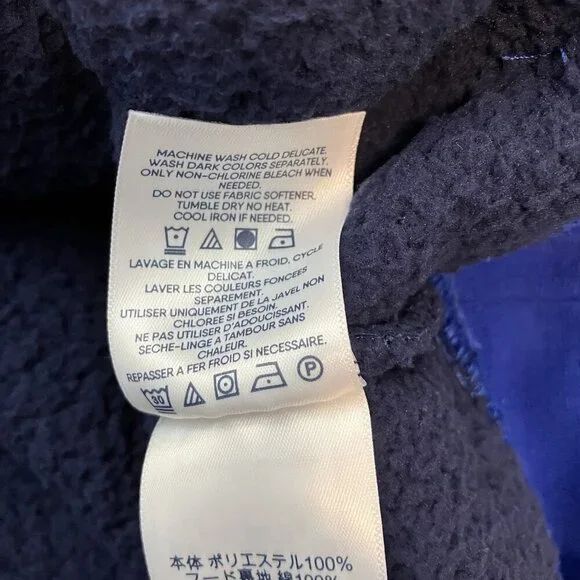 Lands' End NWT Deep Sea Navy Sherpa Pullover Hoodie Size L (10/12) - Picture 7 of 8